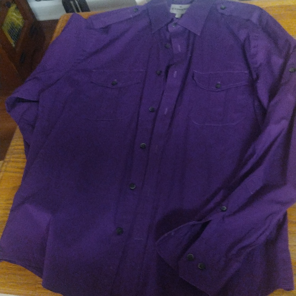 Men's dark purple long sleeve button down